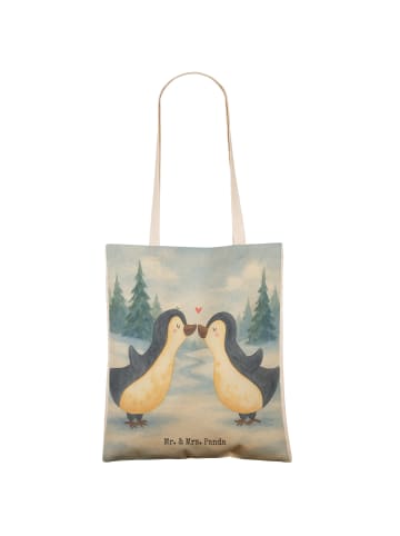 Mr. & Mrs. Panda shopping bag Pinguine Kuss Design ohne Spruch in Weiß