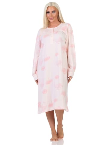 NORMANN Langarm Nachthemd klassische Design Knopfleiste am Hals - 87419 in rose