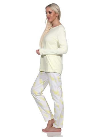 NORMANN Langarm Pyjama Schlafanzug Homewear Ananas in gelb