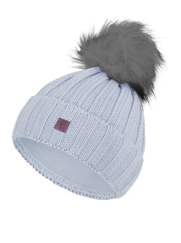 Faera Warme Beanie Strickmütze mit Bommel Thermo Futter in Hellblau