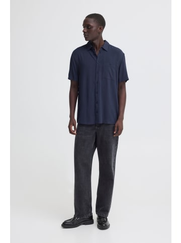 BLEND Kurzarmhemd Knopfleiste Brusttasche Casual in Blau