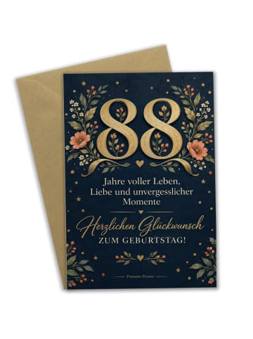 Geburtstagskarte 88. Geburtstag Zahl würdig Des... in Weiß