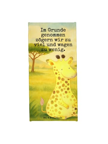 Mr. & Mrs. Panda Badehandtuch Giraffe Zufrieden Design mit Spruch in Sandig