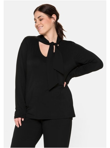 sheego Langarmshirt in schwarz