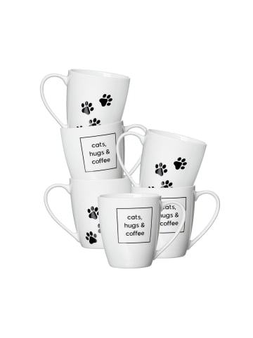 Ritzenhoff & Breker 6er Set Kaffeebecher Mika Cat 360 ml in weiß
