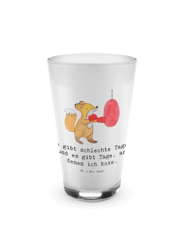 Mr. & Mrs. Panda Latte Macchiato Glas Fuchs Boxen mit Spruch in Transparent