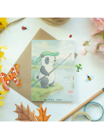 Mr. & Mrs. Panda babykarte Panda Angeln Design ohne Spruch in Weiß