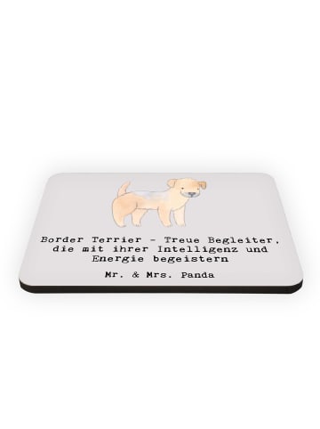 Mr. & Mrs. Panda Kühlschrankmagnet Border Terrier Freunde mit Sp... in Grau Pastell