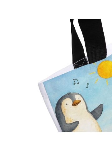 Mr. & Mrs. Panda Shopper Pinguin Surfer Design mit Spruch in Weiß