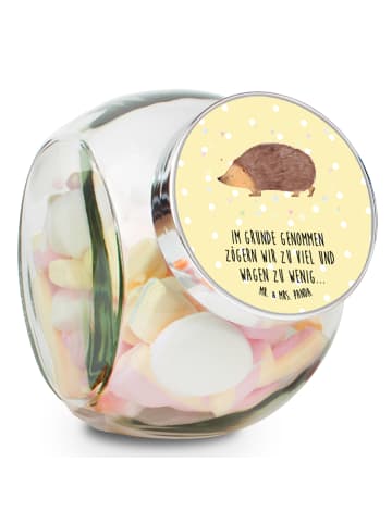 Mr. & Mrs. Panda Teedose Igel Herzen mit Spruch in Gelb Pastell