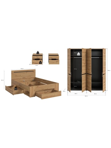 ebuy24 Schlafzimmer-Set Canu (4-teilig) Eiche 1 x 1 cm