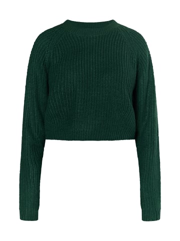 myMo Strick Cropped Pullover in Dunkelgrün