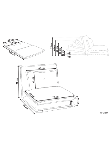Beliani Einzelsofa DELLEN in Grau - (W) 75 x (H) 72 x (L) 80 cm