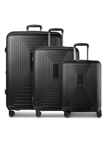 Redolz Essentials 14 4 Rollen Kofferset 3-teilig mit Dehnfalte in black metallic