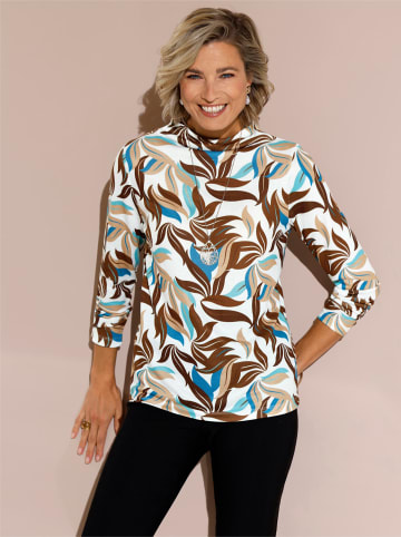 Sieh an! Feinstrickpullover in schoko-ecru-bedruckt