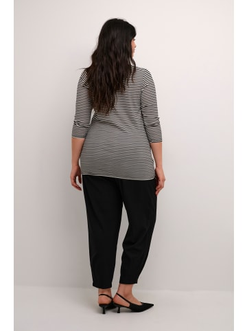 KAFFE curve Langarm-Shirt KCmalle Tight fit in Black/White Stripe