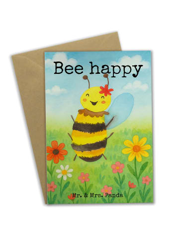 Mr. & Mrs. Panda Klappkarte Biene Happy Design mit Spruch in Weiß