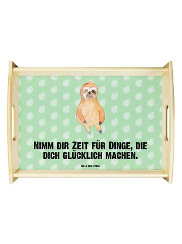 Mr. & Mrs. Panda Tablett Faultier Zufrieden mit Spruch in Tropengrün
