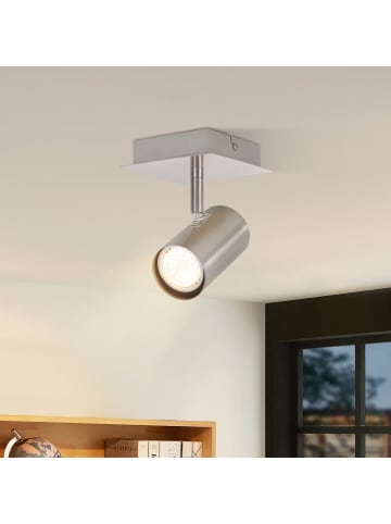 ZMH Deckenleuchte in nickel 1-flammige GU10 eckig drehbar 330°Flurlampe L 9cm