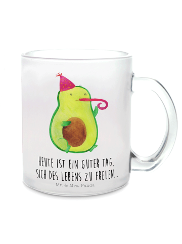 Mr. & Mrs. Panda Teetasse Avocado Party mit Spruch in Transparent