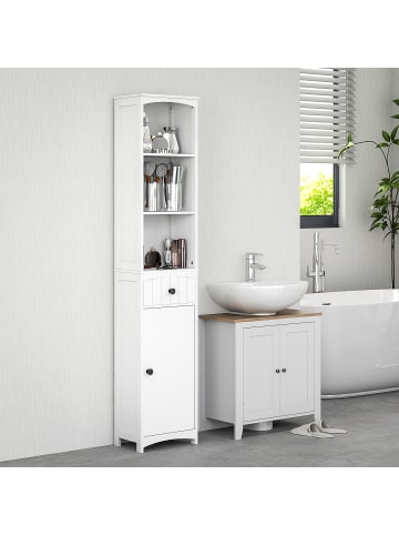 HOMCOM Badezimmerschrank-34L x 24B x 170,5H cm-Weiß