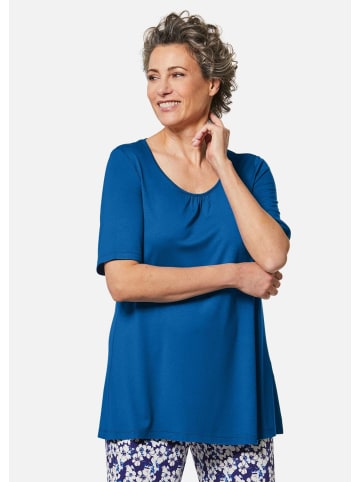 GOLDNER Kurzgröße:  Shirt Zeitloses Shirt, modernes Raffdetail in royalblau