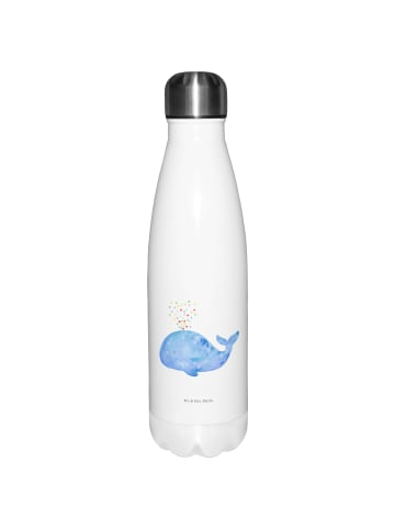 Mr. & Mrs. Panda Trinkflasche Wal Konfetti ohne Spruch in Weiß