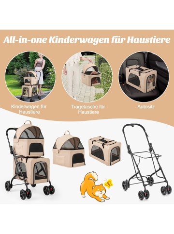 COSTWAY 3 in 1 Hundewagen in Beige