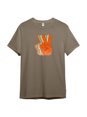 PAULGOS Herren T-Shirt, Retro PEACE in Sand