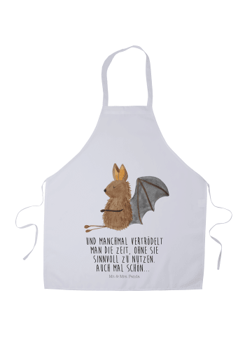 Mr. & Mrs. Panda Schürze Fledermaus Sitzen mit Spruch in Weiß