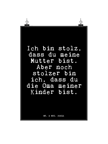 Mr. & Mrs. Panda Poster Ich bin stolz, dass... mit Spruch in Schwarz