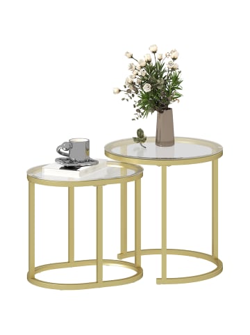HOMCOM Couchtisch-Set-50L x 50B x 50,5H cm-Gold
