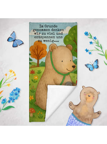 Mr. & Mrs. Panda Sport Handtuch Bär Arzt Design mit Spruch in Blau Pastell