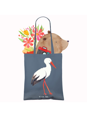 Mr. & Mrs. Panda Shopping Tasche Storch ohne Spruch in Indigo Blue