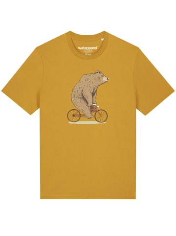 wat? Apparel T-Shirt Fahrradbär in Ocker