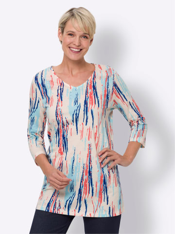 Sieh an! Longshirt in royalblau-koralle-bedruckt