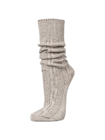 PAULGOS Trachtensocken Kniestrümpfe mit Zopfmuster in Beige