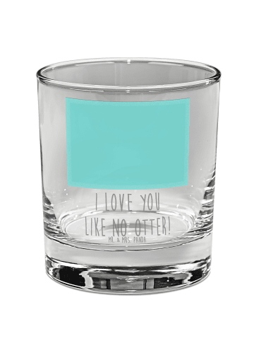 Mr. & Mrs. Panda Whiskey Glas Otter Hände halten mit Spruch in Transparent