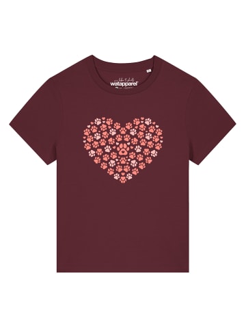 wat? Apparel T-Shirt Pfotenliebe 02 in Weinrot