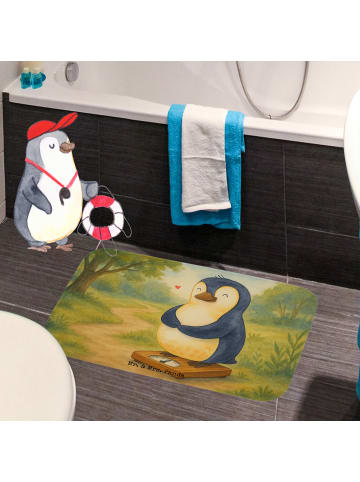Mr. & Mrs. Panda Badteppich Pinguin Diät Design ohne Spruch in Weiß