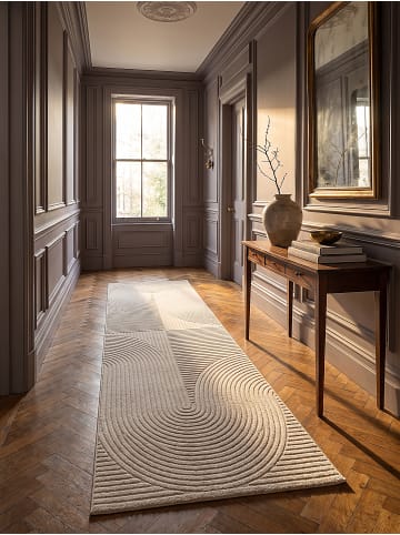 KADIMA DESIGN Kurzflorteppich mit 3D-Relief-Bogenmuster und festem Jute-Rücken in Beige