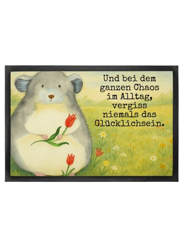 Mr. & Mrs. Panda Schmutzfangmatte Chinchilla Blume Design mit Sp... in Weiß