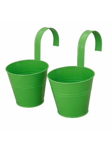 Siena Garden Blumentopf mit Halter, Zinkblech in grün