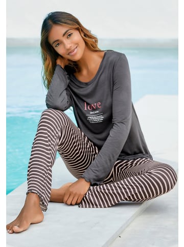 VIVANCE DREAMS Pyjama in anthrazit-hellrosa