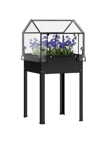 Outsunny Hochbeet in Schwarz 100L x 48B x 124H cm