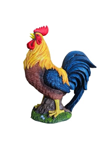 relaxdays Gartenfigur "Hahn" in Bunt - (B)32 x (H)37 x (T)16 cm