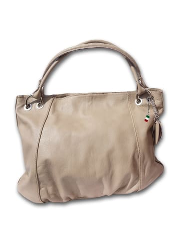 Florence Leder Schultertasche, Henkeltasche Florence Tasche helltaupe, braun ca. 42cm