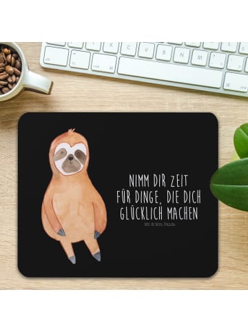 Mr. & Mrs. Panda Mauspad Faultier Zufrieden mit Spruch in Schwarz