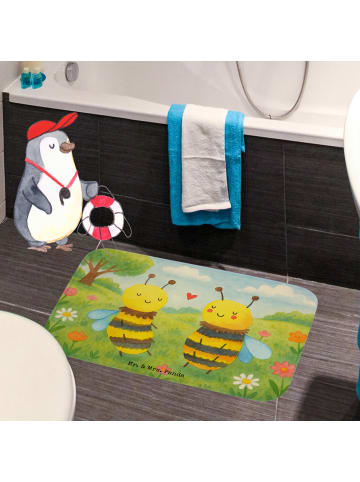 Mr. & Mrs. Panda Badteppich Biene Verliebt Design ohne Spruch in Weiß