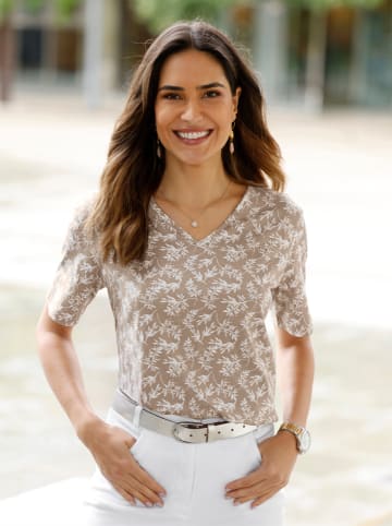 Sieh an! V-Shirt in sesam-ecru-bedruckt